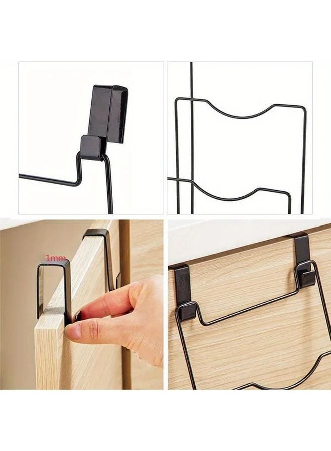 Black Iron Hanging Pot Lid Rack Kitchen Organizer for Door Cutting Board Towel Storage - Image 4